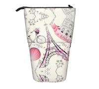 The Eiffel Tower and A Bicycle Standing Telescopic Pencil Bag Oxford Cloth Bag Portable for Boys Girls Teens Students Office