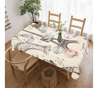 The Eiffel Tower and A Bicycle Table Cover Exquisite Printed Wrinkle Resistant Tablecloth Soft Rectangle Table Cloth Wipeable Washable Modern Decorative Table Cover for Dining Party Camping