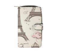 The Eiffel Tower And A Bicycle Wallet Multifunctional Leather Wallets for Men Compact Long Wallet Credit Card Holder Passport Bag