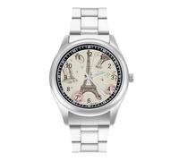 The Eiffel Tower And A Bicycle Watch Minimalist Fashion Wristwatch Exquisite Casual Watch Lightweight Alloy Slim Timepiece Case Cute Stainless Alloy Wristwatch For Men Women Gift Casual Watch
