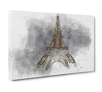 The Eiffel Tower In France At Night Canvas Print | Gallery Wrapped 30mm Frame Wall Art | 20x14 inches | Ready to Hang | Modern Cityscape Picture | Living Room Bedroom Lounge Office