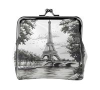 The Eiffel Tower in Paris coin purse for women,small womens wallet,small makeup bag for purse,ultra-thin retro change wallet, Black, One Size, Art Deco