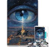 The Eiffel Tower in The Eyes 1000 Piece Jigsaw Puzzle for Adults Teens,Challenging To Complete But Fun And Humorous with Matching Poster And Trivia Sheet (38x26cm)