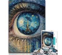 The Eiffel Tower in The Eyes Jigsaws Puzzles 1000 Pieces for Adults Gifts,Challenging To Complete But Fun And Humorous Unique Home Decor And Gifts 38x26cm