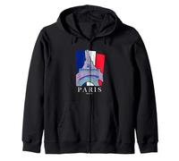 The Eiffel Tower On French Flag Background Paris Travel Zip Hoodie