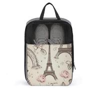 The Eiffel Tower Shoe Bags with Zipper, Portable Shoe Organizer with Handle, Personalized Shoes Tote Bag for Travel, Waterproof Shoes Carrier, Storage Pouch