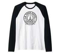 The Eiffel Tower Since 1889 Paris France Black Print Raglan Baseball Tee