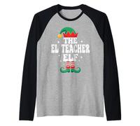The EL Teacher Elf Funny Christmas Matching Family Group Raglan Baseball Tee