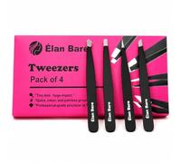 The Élan Bare Precision Set 4-Piece Professional Stainless Steel Tweezer | Amazon Brand, Slant, Pointed & Ingrown Hair Remover Tweezers, Eyebrow, Facial Hair & Eyelash Grooming, Flawless Brows