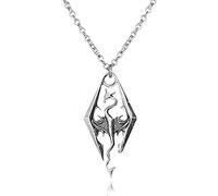 The Elder Scrolls SKYRIM Dragon Silvertone PENDANT/Necklace, Silvertone