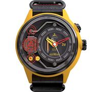 The Electricianz Ammeter Mens Designer Watch - LED Light UP DIAL, Swiss Design, Unique Electric Module - Tough Nylon Case 45mm, Black Leather NATO Strap