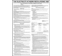 The Electricity At Work Regulations 1989 Safety Poster, 1.2mm Recyclable Polypropylene, W400mm x H600mm