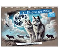 The elegance of wolves - mythical encounters in nature UK-Version (Wall Calendar 2026 DIN A3 Landscape), CALVENDO 12 Month Wall Calendar