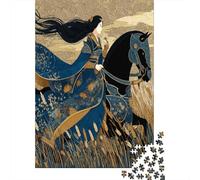 The Elegant Queen Rides A Black Horse in ArmorJigsaw Puzzles 1000 Pieces for Adults Puzzle Educational Games