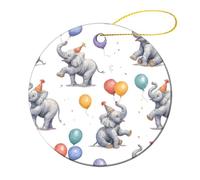 The Elephant And The Balloon Round Decor Hanging Ornament 4 Pcs