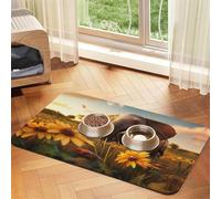 The Elephant in The Sunflower Field Pet Feeding Mat Dog Cat Eating Food Absorbent Leather Tablecloth for and Water Bowl Waterproof No Stains Quick Dry Non-Slip 17.72 * 11.8IN