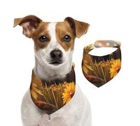The Elephant in The Sunflower Field Pet Scarf Dog Bandanas Spring Summer Soft Cotton Puppy Scarfs Adjustable Accessories for Small Medium Large Girl Boy Pup Medium