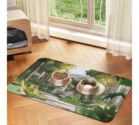 The Elephant in Utopia Pet Feeding Mat Dog Cat Eating Food Absorbent Leather Tablecloth for and Water Bowl Waterproof No Stains Quick Dry Non-Slip 17.72 * 11.8IN