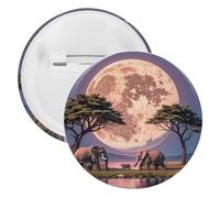 The Elephant Walks Badge Metal Round Pins, Lightweight Brooch for Backpack, Fashion Button Pins Badge for Shirts, Jackets, Shawl Coat, Unisex, 12PCS, Tinplate, metal round pins