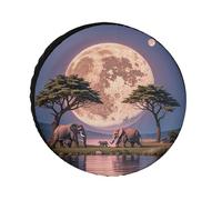 The Elephant Walks Spare Tire Cover, 36inch Oxford Wheel Protector Travel Accessories, Waterproof Dustproof Wheel Tire Covers for RV Jeep SUV Camper Truck