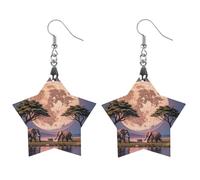 The Elephant Walks Wooden Earrings for Women, Vintage Elegant Wood Jewelry, Lightweight Earrings for Wedding, Party, Everyday Jewelry Gift, Circular, Wood, wood