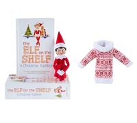 The Elf on the Shelf Scout Elf with Blue Eyes, Christmas Tradition Book Set with Claus Couture Snowflake Sweetie Fair Isle Dress, Red and White
