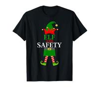 The Elf's Wardrobe - Elf and Safety - Funny Matching Family Group Christmas Unisex-Adults Men's T-Shirt - Black - Short Sleeve - Small - Classic Fit - Cotton - Crew Neck - T Back - Winter