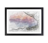 The Elgol Coast in The Isle of Skye Scotland Sketch Framed Print | A2 Black Framed Wall Art | Ready to Hang | Modern Beach Picture | Living Room Bedroom Lounge Office