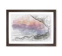 The Elgol Coast in The Isle of Skye Scotland Sketch Framed Print | A2 Walnut Framed Wall Art | Ready to Hang | Modern Beach Picture | Living Room Bedroom Lounge Office