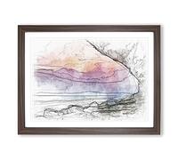 The Elgol Coast In The Isle Of Skye Scotland Sketch Modern Art Framed Print | A3 Walnut Framed Wall Art | Ready to Hang | Modern Beach Picture | Living Room Bedroom Lounge Office
