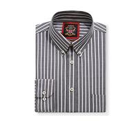 The Elizabeth Bold Stripe Oxford Shirt for Mens,Button Down Collar,Work Office or Casual Wear,by Janeo British Apparel. (City Grey, S)