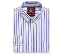 The Elizabeth White Stripe Oxford Shirt for Mens,Button Down Collar Work Office or Casual Shirts,By Janeo British Apparel. (Denim Blue, S)