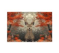 The Elk Is Among The Red Maple Leaves 1000 Piece Jigsaw Puzzles For Adults Wooden Puzzles For Adults Gifts Home Decor