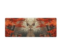 The Elk Is Among The Red Maple Leaves Mouse Pad In Big Extended Non-Slip Rubber Base Mousepad With Stitched Edges Gaming Pc Desktop Large Mouse Pad 11.8x31.5