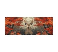 The Elk Is Among The Red Maple Leavesfloral Print Mousepad Laptop Keyboard Mat Large Mouse Pad With Stitched Edges Long Non-Slip Rubber Base Spring Desk Pad For Office Home Desk Decor, 31.5" X 11.8"