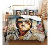 The Elvis 3D Printed Duvet Cover Set Quilt Cover 2 Pillowcases Bedding Set Soft Microfiber with Zipper Closure 3 Pcs for Children's And Adults Single(140x200cm)