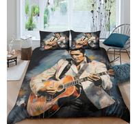 The Elvis 3D Printed Duvet Cover Set Quilt Cover 2 Pillowcases Comforter Cover Hypoallergenic with Zipper Closure 3 Pcs for Children's And Adults Double(200x200cm)