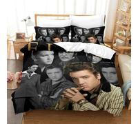 The Elvis 3D Printed Duvet Cover Set Quilt Cover 2 Pillowcases Comforter Cover Soft Easy Care with Zipper Closure 3 Pcs for Boys Girls Kids Youth Teens Super King(260x220cm)