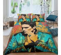 The Elvis 3D Printed Duvet Cover Set Quilt Cover with 2 Pillow Cases Bedding Set Soft Easy Care with Zipper Closure 3 Pcs for Children's And Adults King(220x240cm)