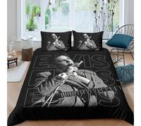 The Elvis 3D Printed Duvet Cover Set Quilt Cover with 2 Pillow Cases Comforter Cover Hypoallergenic with Zipper Closure 3 Pcs for Boys Girls Kids Youth Teens King(220x240cm)