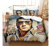 The Elvis 3D Printed Duvet Cover Set Quilt Cover with 2 Pillow Cases Comforter Cover Included Machine Washable with Zipper Closure 3 Pcs for Children's And Adults Super King(260x220cm)