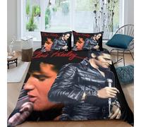 The Elvis 3D Printed Duvet Cover Set Quilt Cover with 2 Pillow Cases Comforter Cover Soft Microfiber with Zipper Closure 3 Pcs for Children's And Adults Double(200x200cm)