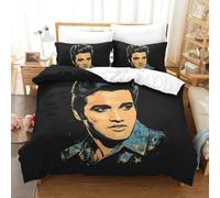The Elvis 3D Printed Duvet Cover Set Quilt Cover with 2 Pillow Cases Comforter Cover Soft Microfiber with Zipper Closure 3 Pcs for Children's And Adults Single(140x200cm)