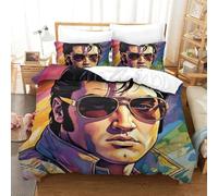 The Elvis Duvet Cover Set 3D Printed Quilt Cover 2 Pillowcases Comforter Cover Included Machine Washable with Zipper Closure 3 Pcs for Children's And Adults Single(140x200cm)