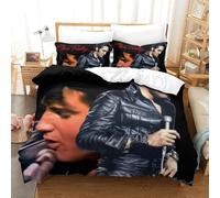 The Elvis Duvet Cover Set 3D Printed Quilt Cover with 2 Pillow Cases Bedding Set Soft Easy Care with Zipper Closure 3 Pcs for Adults Kids Super King(260x220cm)
