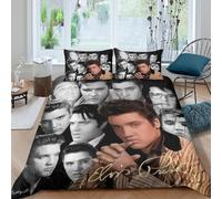 The Elvis Duvet Cover Set 3D Printed Quilt Cover with 2 Pillow Cases Comforter Cover Included Machine Washable with Zipper Closure 3 Pcs for Children's And Adults Double(200x200cm)