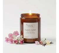 The ELYRA English Garden Floral Scented Candle - Aesthetic Apothecary Amber Jar | Sweet Pea, Rose, Jasmine & Vanilla | 40H Long Burn Hand Poured Soy Wax | Spring & Summer Home Decor, Special Occasions