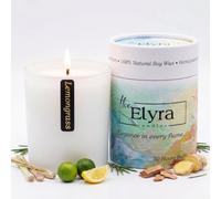The ELYRA Lemongrass Scented Candle - Refreshing Citrus Aromatherapy Gift | Lemon, Lime, Ginger & Cedar | 50H Long Burn Hand Poured Soy Wax | Energizing & Stress Relief
