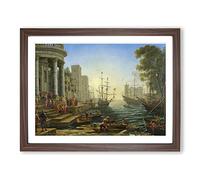 The Embarkation Of Saint Ursula By Claude Lorrain Classic Painting Framed Print | A4 Walnut Framed Wall Art | Ready to Hang | Classic Historical Picture | Living Room Bedroom Lounge Office