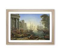 The Embarkation of Saint Ursula by Claude Lorrain Framed Print | A2 Oak Framed Wall Art | Ready to Hang | Modern Nature Picture | Living Room Bedroom Lounge Office